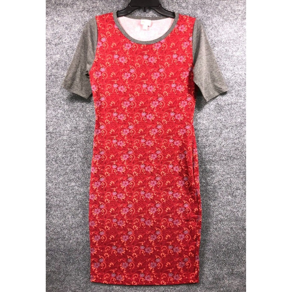 LulaRoe Dress Women's Size Small Midi Casual Bodycon Stretch Red‎ Soft